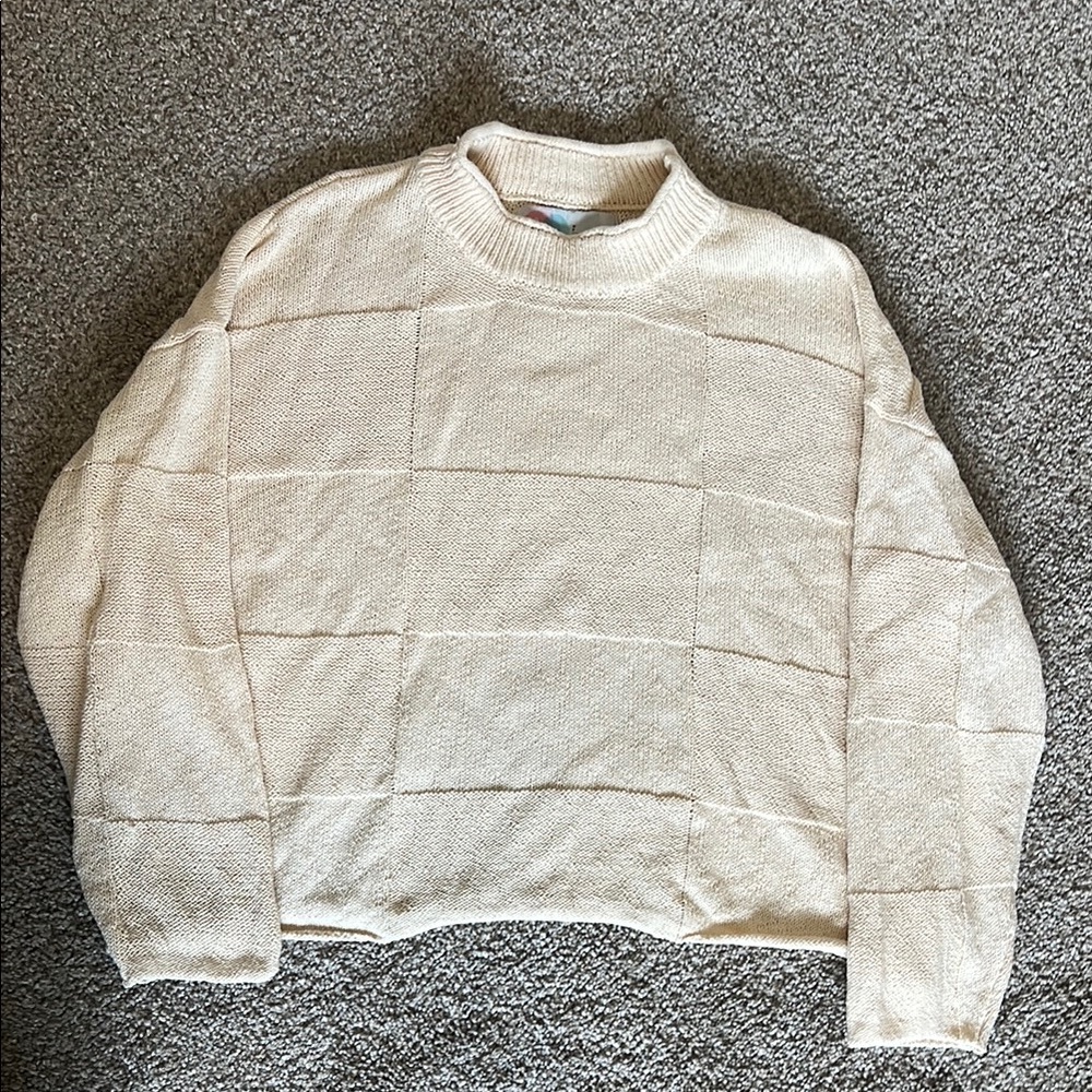 Free People Cream Crew Neck Sweater